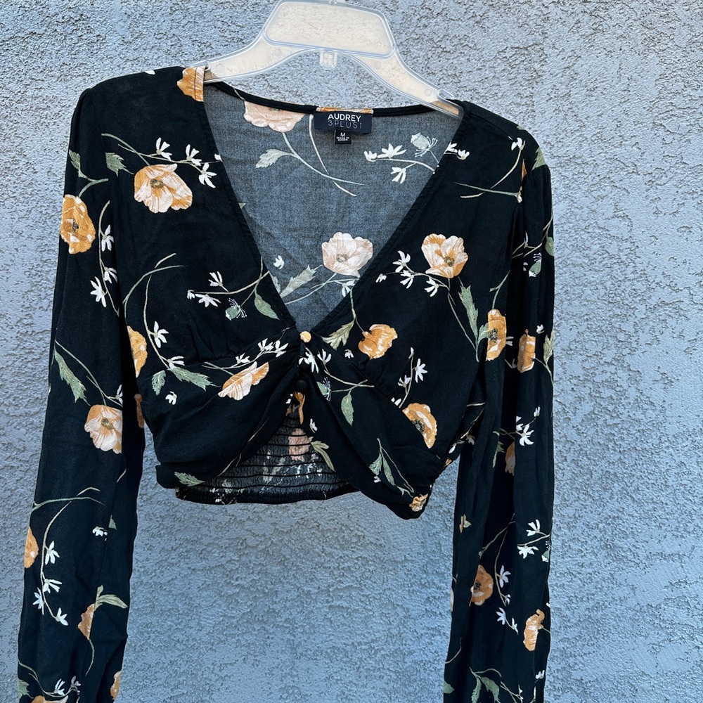 Floral Black Crop Top